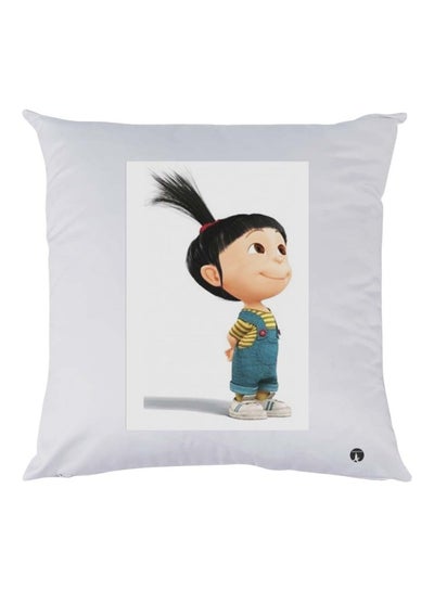 Buy Girl Printed Throw Pillow White/Blue/Black 30x30cm in UAE