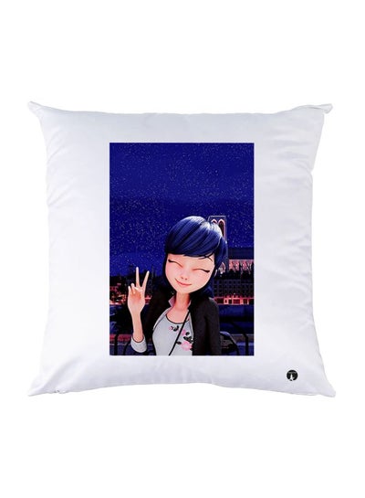 Buy Girl Printed Throw Pillow White/Blue/Pink 30x30cm in UAE