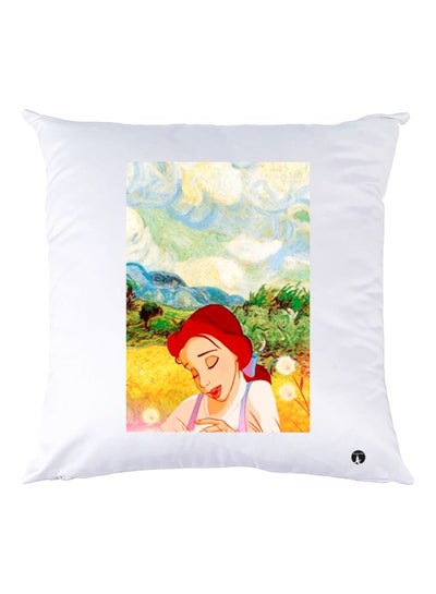 Buy Cartoon Printed Throw Pillow White/Yellow/Green 30x30cm in UAE