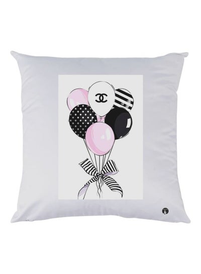 Buy Balloons Printed Pillow White/Pink/Black 30x30cm in UAE