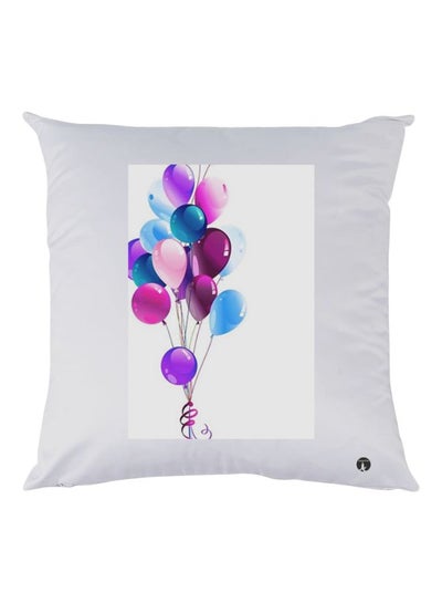 Buy Balloons Printed Throw Pillow White/Purple/Blue 30x30cm in UAE