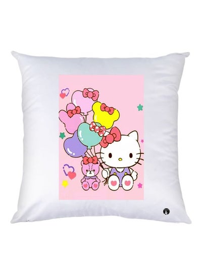 Buy Hello Kitty Printed Throw Pillow White/Pink/Green 30x30cm in UAE