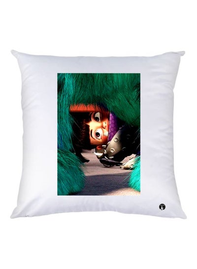 Buy Cartoon Printed Throw Pillow White/Green/Purple 30x30cm in UAE