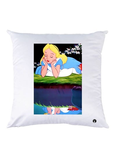 Buy Cartoon Printed Throw Pillow White/Blue/Yellow 30x30cm in UAE