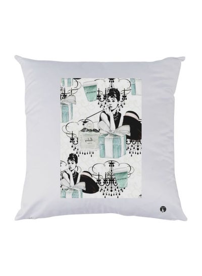 Buy Girl Printed Throw Pillow polyester White/Black/Green 30x30cm in Egypt