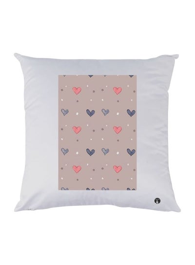 Buy Heart Printed Throw Pillow Polyester White/Beige/Blue in Egypt