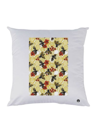 Buy Florals Printed Throw Pillow polyester White/Green/Black 30x30cm in Egypt