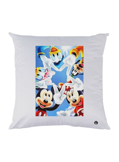 Buy Disney Cartoon Printed Decorative Cushion polyester White/Blue/Red 30x30cm in UAE