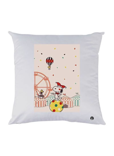 Buy Cartoon Character Printed Decorative Throw Pillow White/Beige/Peach 30x30cm in UAE