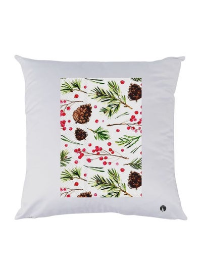 Buy Printed Decorative Throw Pillow White/Green/Brown 30x30cm in UAE