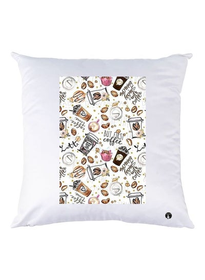 Buy Printed Decorative Throw Pillow White/Pink/Brown 30x30cm in UAE