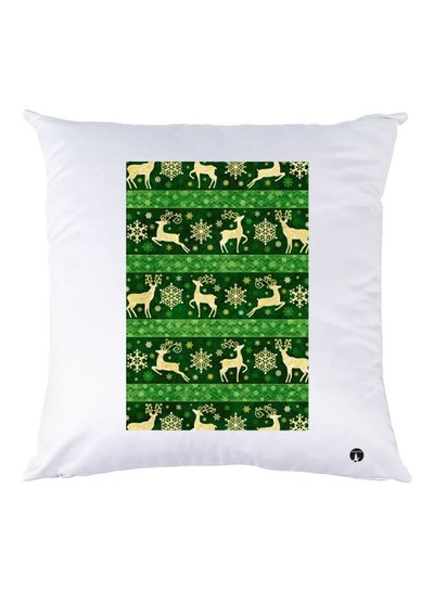 Buy Printed Decorative Throw Pillow White/Green 30x30cm in UAE