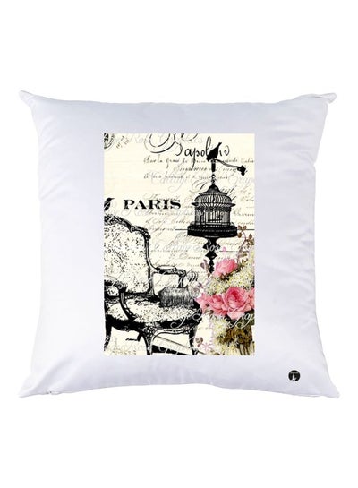 اشتري وسادة زينة للديكور بنمط مطبوع بكلمة "Paris" أبيض/أسود/بيج 40x40سم في الامارات