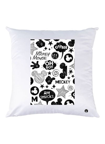 Buy Mickey Mouse Printed Throw Pillow White/Black 30x30cm in UAE