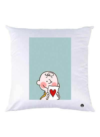 Buy Cartoon Printed Throw Pillow White/Green/Beige 30x30cm in UAE