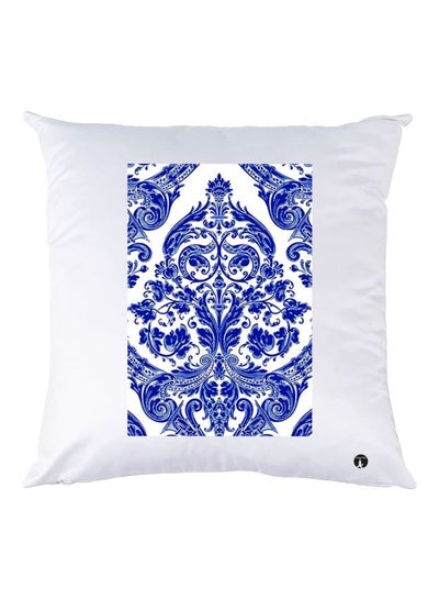 Buy Decorative Printed Throw Pillow White/Blue 30x30cm in UAE