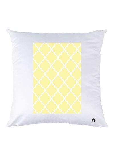 Buy Decorative Printed Throw Pillow White/Yellow 30x30cm in UAE