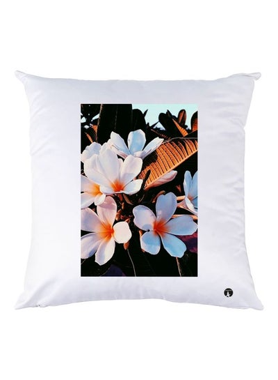 اشتري Flower Printed Throw Pillow Polyester White/Brown/Orange 40x40cm في الامارات