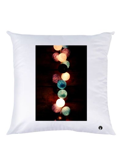 Buy String Light Printed Decorative Throw Pillow White/Black/Green 30x30cm in UAE