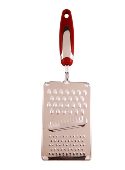 Buy 3-Way Grater And Shredder Red/Silver 15cm in Saudi Arabia