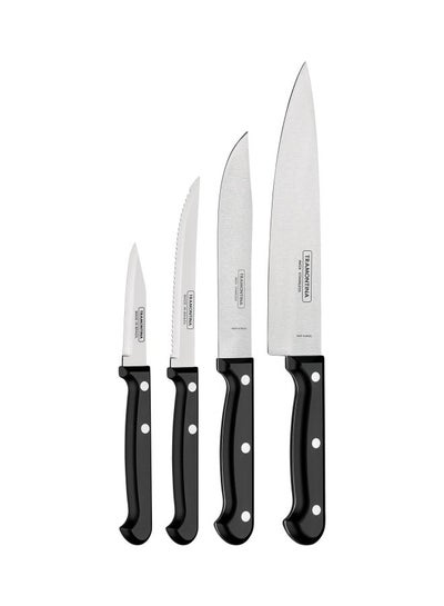 Buy 4-Piece Knife Set Black/Silver in UAE