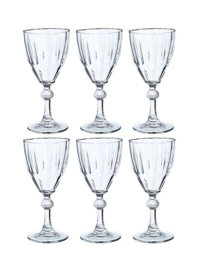 Buy 6-Piece Diamond Goblet Set, 245cc Clear in UAE