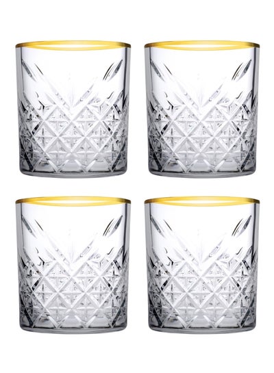 Buy 4-Piece Timeless Tumbler Set, 345cc Clear/Gold in UAE