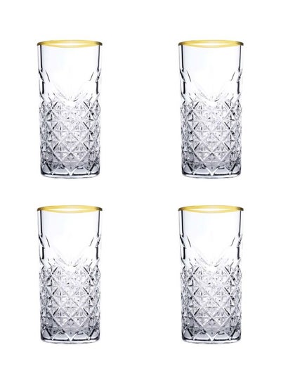 Buy 4-Piece Timeless Tumbler Set, 295cc Clear/Gold in UAE