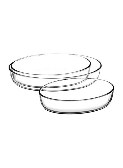 اشتري 3 قطع من صواني زجاجية بيضوية الشكل شفاف Small Tray 1x1.55, Medium Tray 1x2.36, Large Tray 1x3.2 في السعودية