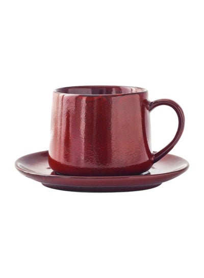 اشتري Color Glazed Ceramic Necking Cup And Saucer Set كستنائي في الامارات