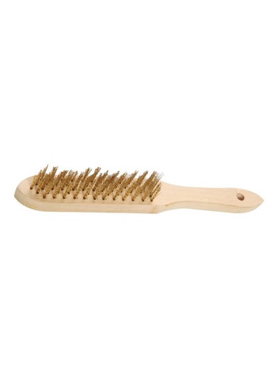 Buy 5-Line Wooden Curved Wire Brush Beige/Gold 6inch in UAE