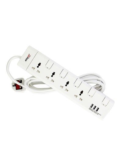 Buy 4-In-1 Power Socket And Three USB Port Adapter Assorted Color 2.0meter in UAE