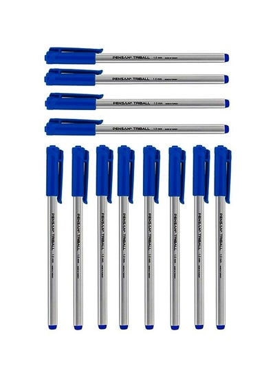 اشتري طقم أقلام حبر جاف كروية الرأس تريبال مكون من 12 قطعة أزرق في مصر