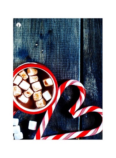 Buy Coffee Themed Metallic Plate Blue/Red/White 20x15cm in Saudi Arabia