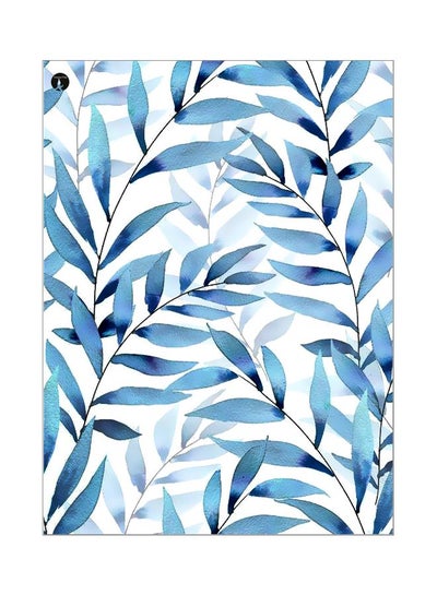 Buy Leaves Themed Metallic Plate Blue/White 20x15cm in Saudi Arabia