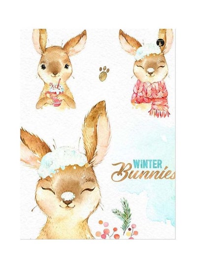 Buy Winter Bunnies Themed Metallic Plate White/Brown/Red 20x15cm in Saudi Arabia