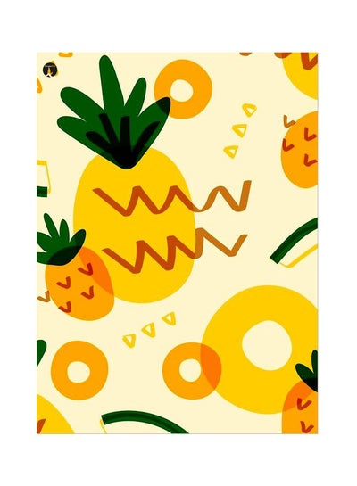 Buy Pineapple Themed Metallic Plate Yellow/Green/Orange 20x15cm in Saudi Arabia