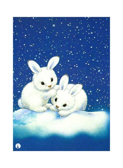 اشتري Cute Bunny Themed Decorative Metallic Plate Blue/White 20x15cm في السعودية