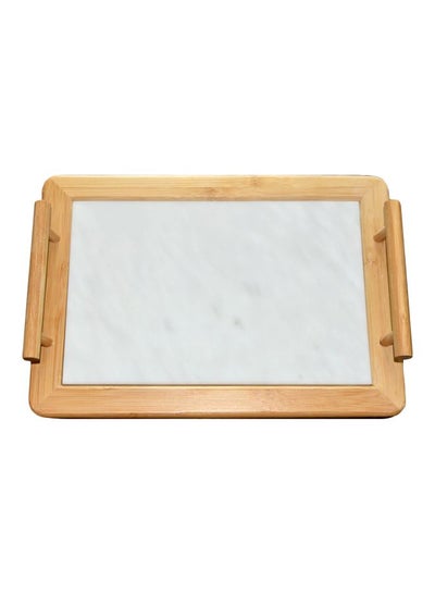 Buy Bamboo Serving Tray White/Beige 34x24x1.8cm in UAE