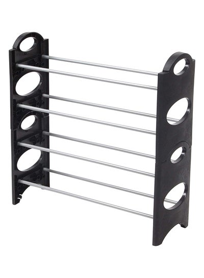 Buy 4 Layer Stackable Shoe Rack Black/Silver in Egypt