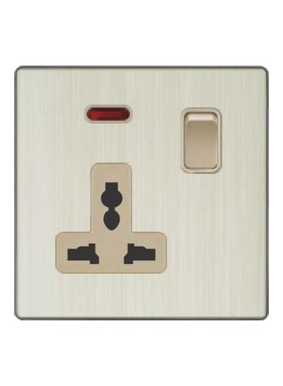 Buy V3 Series 13A Neon Socket With Switch Grey/Gold 3x3inch in UAE