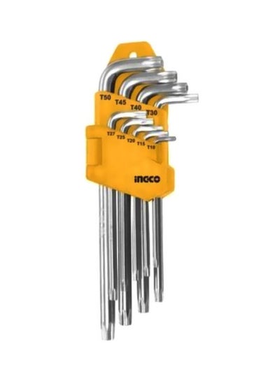 Buy 9-Piece Hex Key With Holder Silver/Yellow in Egypt