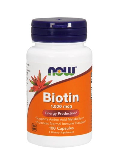 Buy Biotin 1000 mcg Diatery Supplement - 100 Capsules in UAE