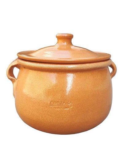 Buy Porcelain Pot With Lid Clay Brown 4.5Liters in Saudi Arabia