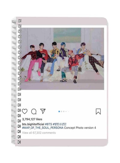 Buy A5 BTS Printed Spiral Bound Notebook White/Pink/Black in Saudi Arabia