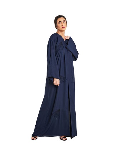 Buy Embellished Bell Sleeves Abaya Blue in UAE