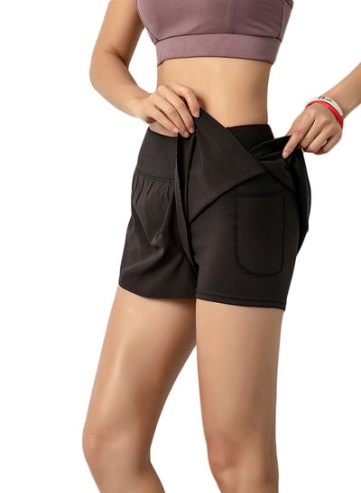 Buy Elasticated Contrast Detail Shorts Black in Saudi Arabia