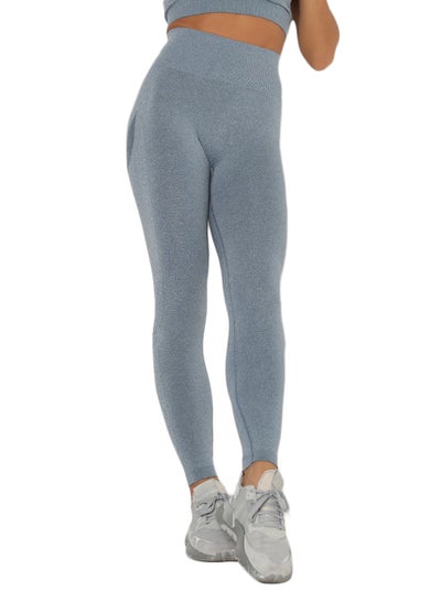 Buy Melange High Waist Leggings Blue in Saudi Arabia