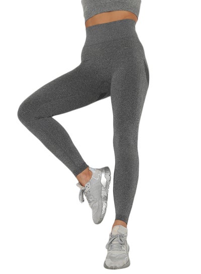 Buy Melange High Waist Leggings Grey in Saudi Arabia