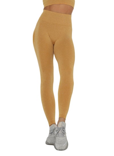 Buy Melange High Waist Leggings Yellow in Saudi Arabia